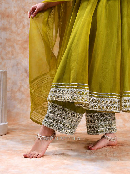 Dil Kash Mehendi Green Anarkali Set