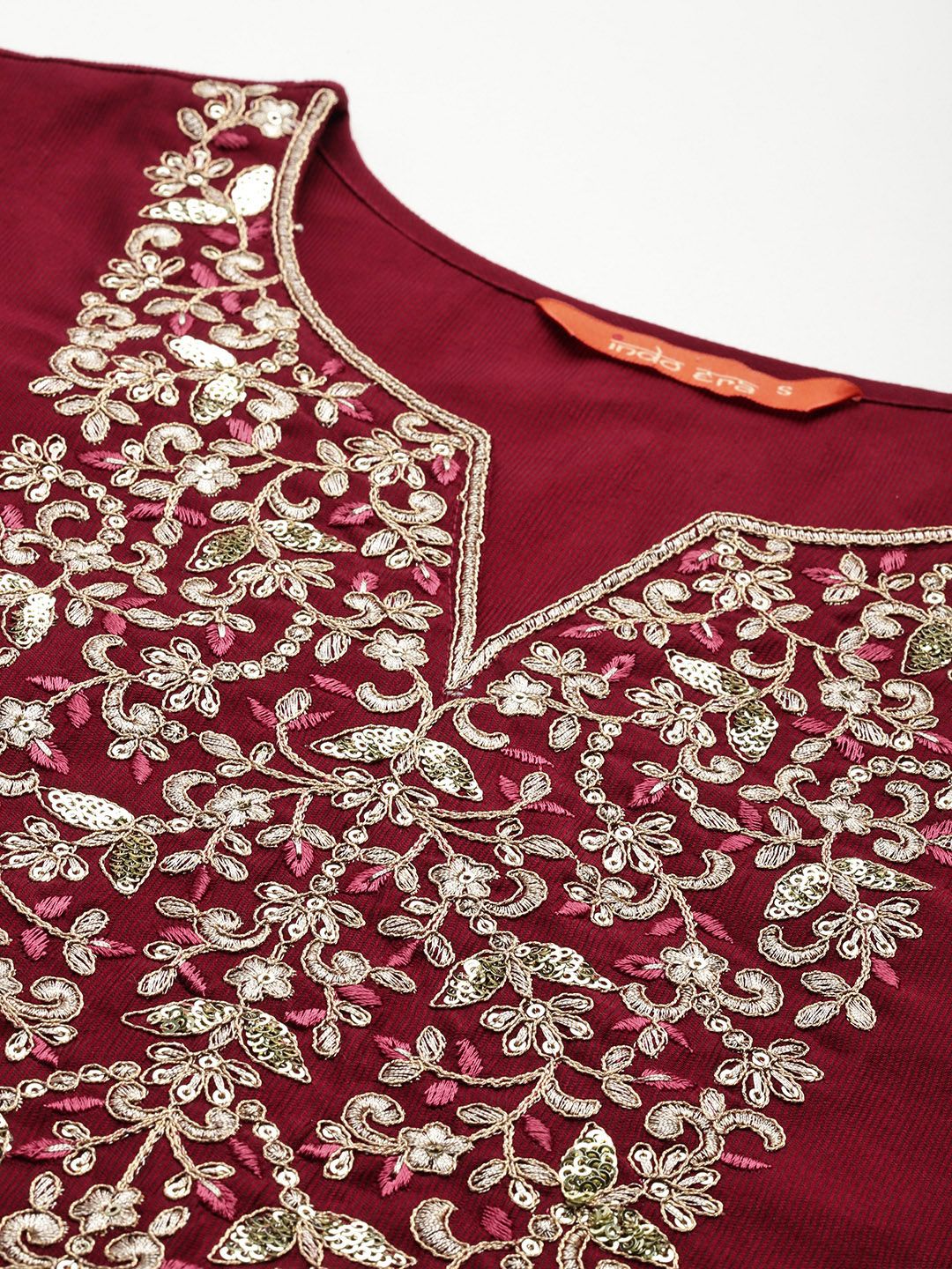 Dhiyona IE Floral Embroidered Sequinned Liva Kurta With Trousers & Dupatta
