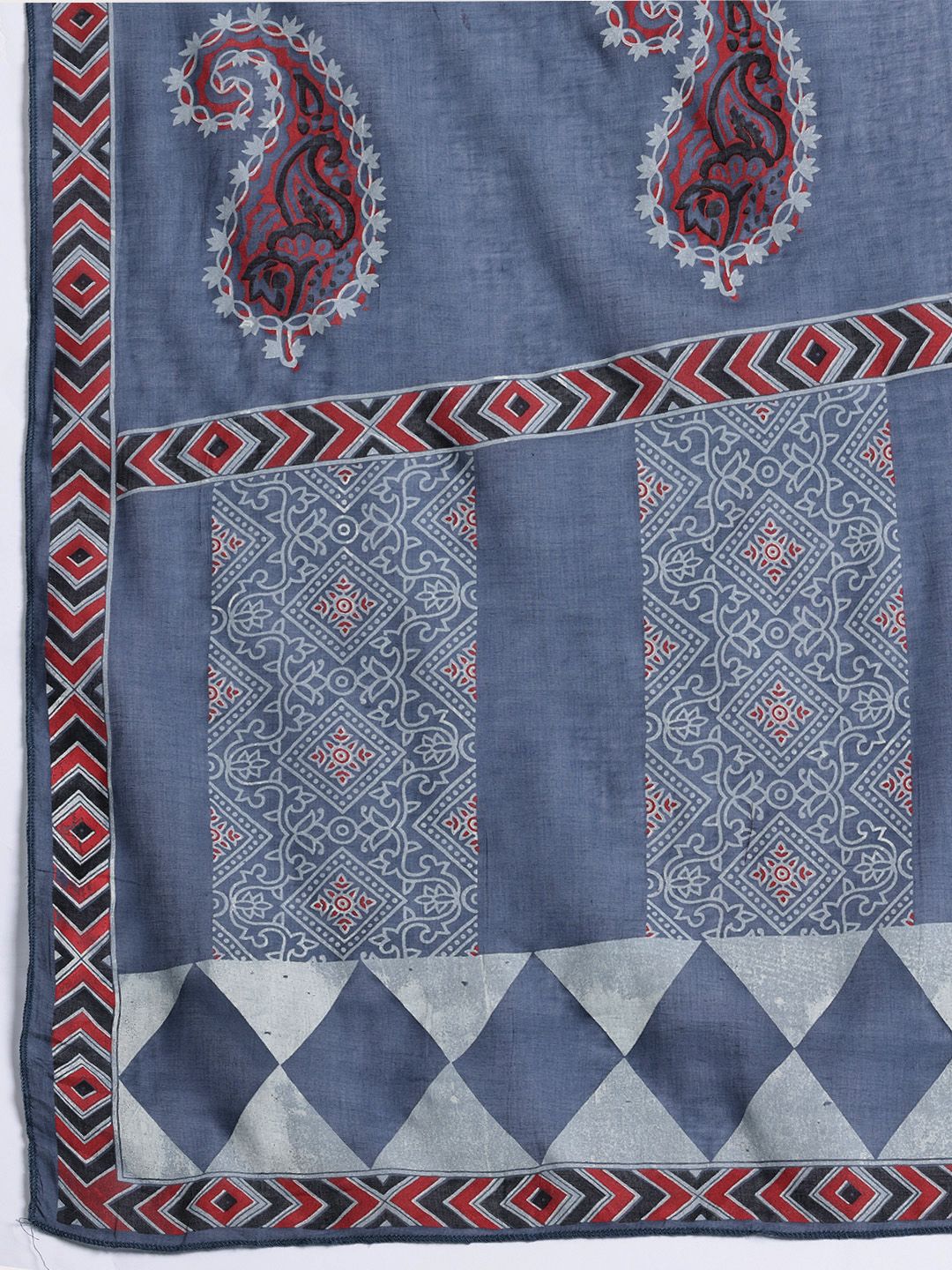 Embroidered Pure Cotton Kurta with Trousers & Dupatta