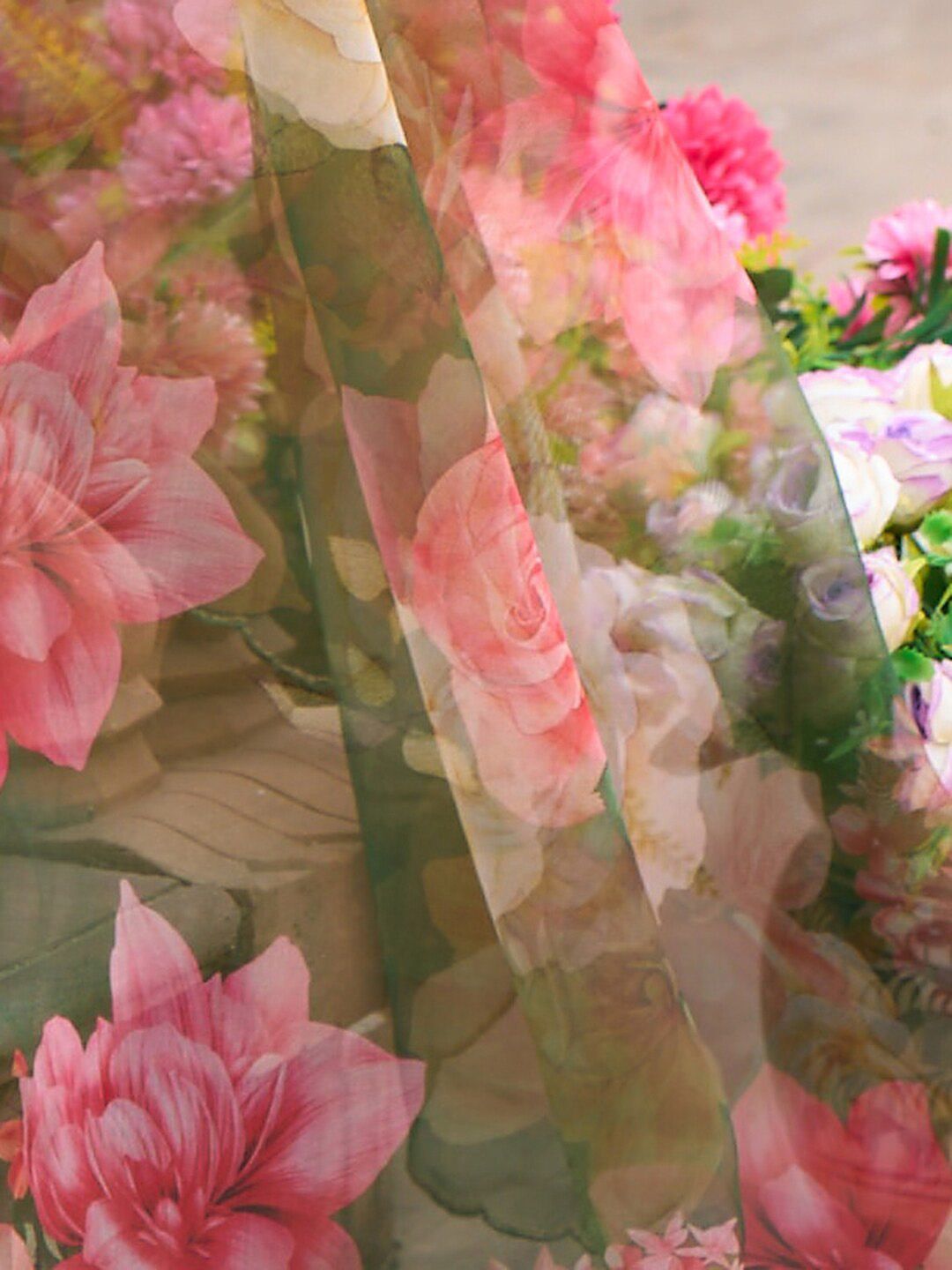 Floral Embroidered Thread Work Kurta With Trousers & Dupatta