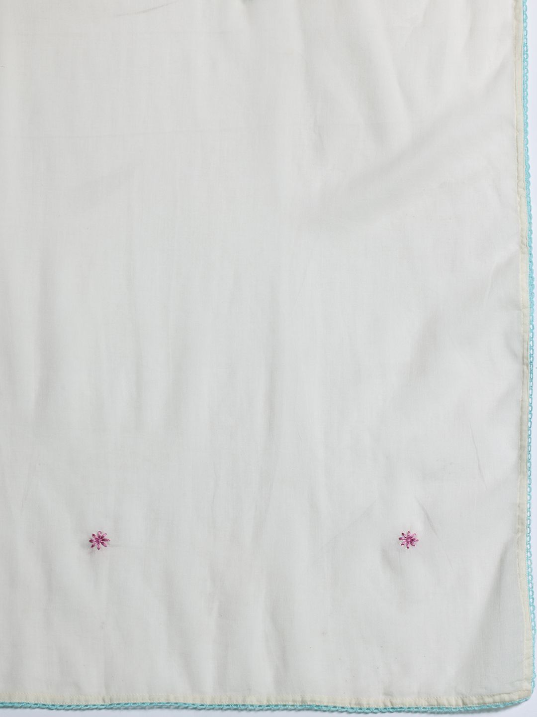 Floral Embroidered Thread Work Pure Cotton Kurta with Trousers & With Dupatta