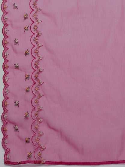 Dhiyona IE Floral Embroidered Regular Thread Work Kurta with Trousers & Dupatta