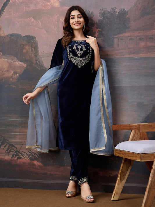 Dhiyona PD Women Women Embroidered Straight Kurta Sets