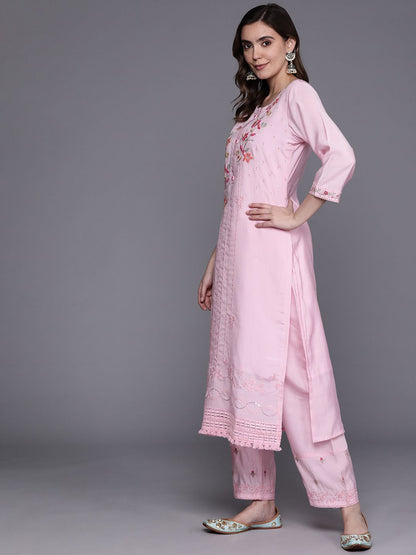 Women Floral Embroidered Regular Thread Work Kurta with Trousers & With Dupatta