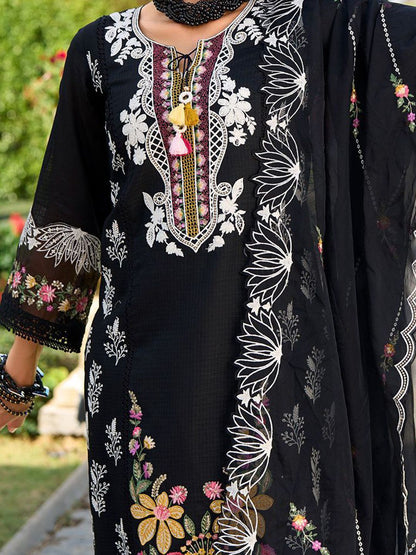 Ethnic Motifs Embroidered Thread Work Pure Cotton Kurta with Trousers & Dupatta