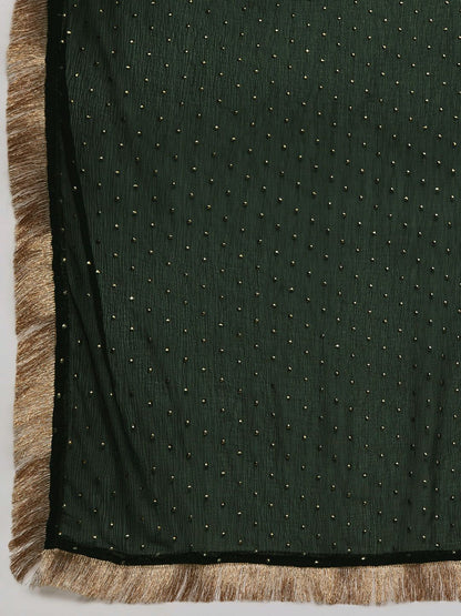 Dhiyona VA Women's Green Kurta with Trousers & With Dupatta