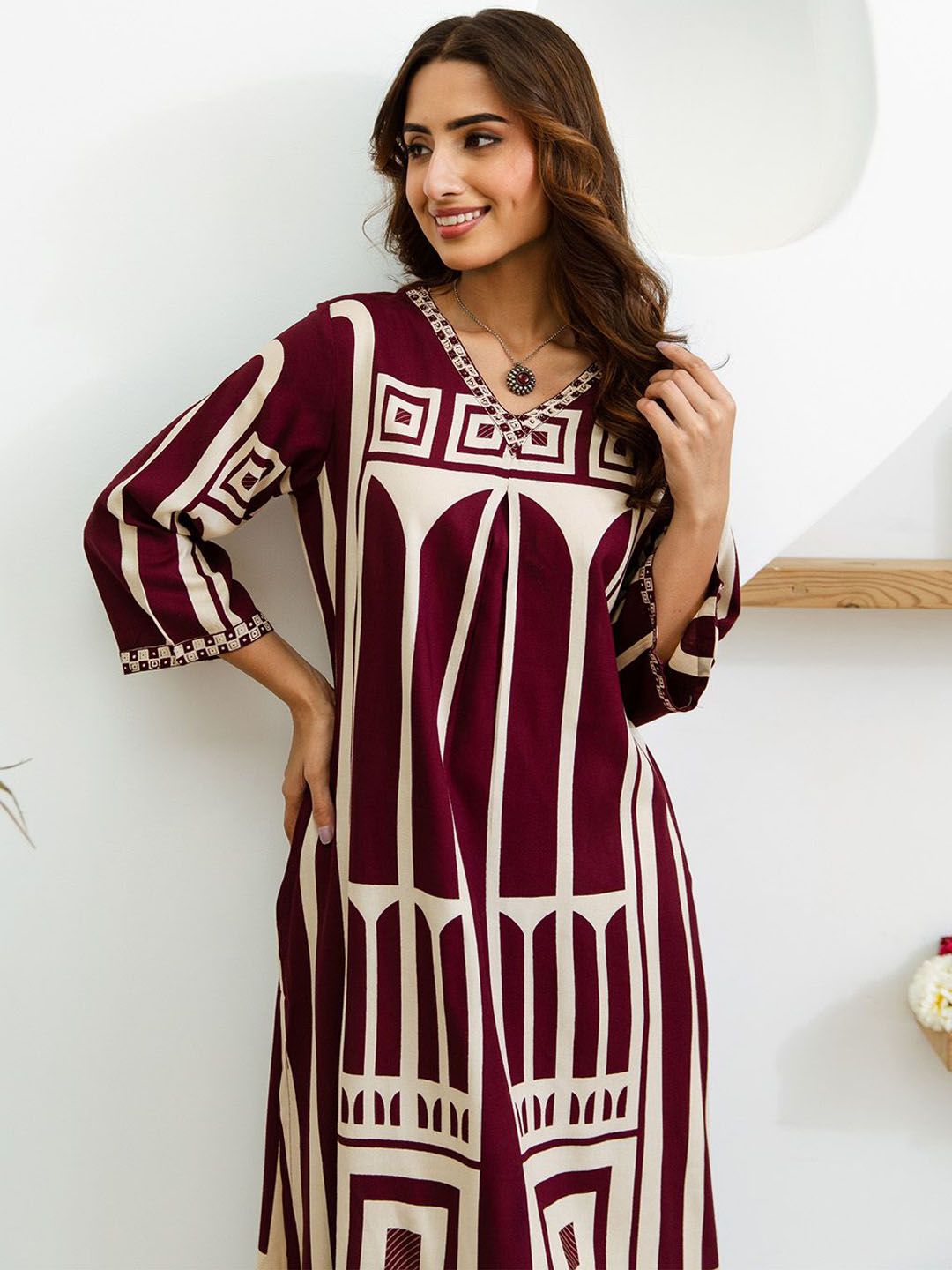 Dhiyona IS Women's Women Ethnic Motifs Printed Regular Kurta with Trousers