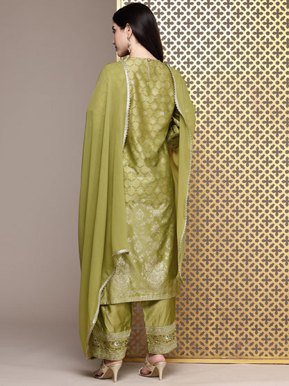 Dhiyona PD Women Floral Embroidered Sequinned Jashn Kurta with Palazzos & With Dupatta