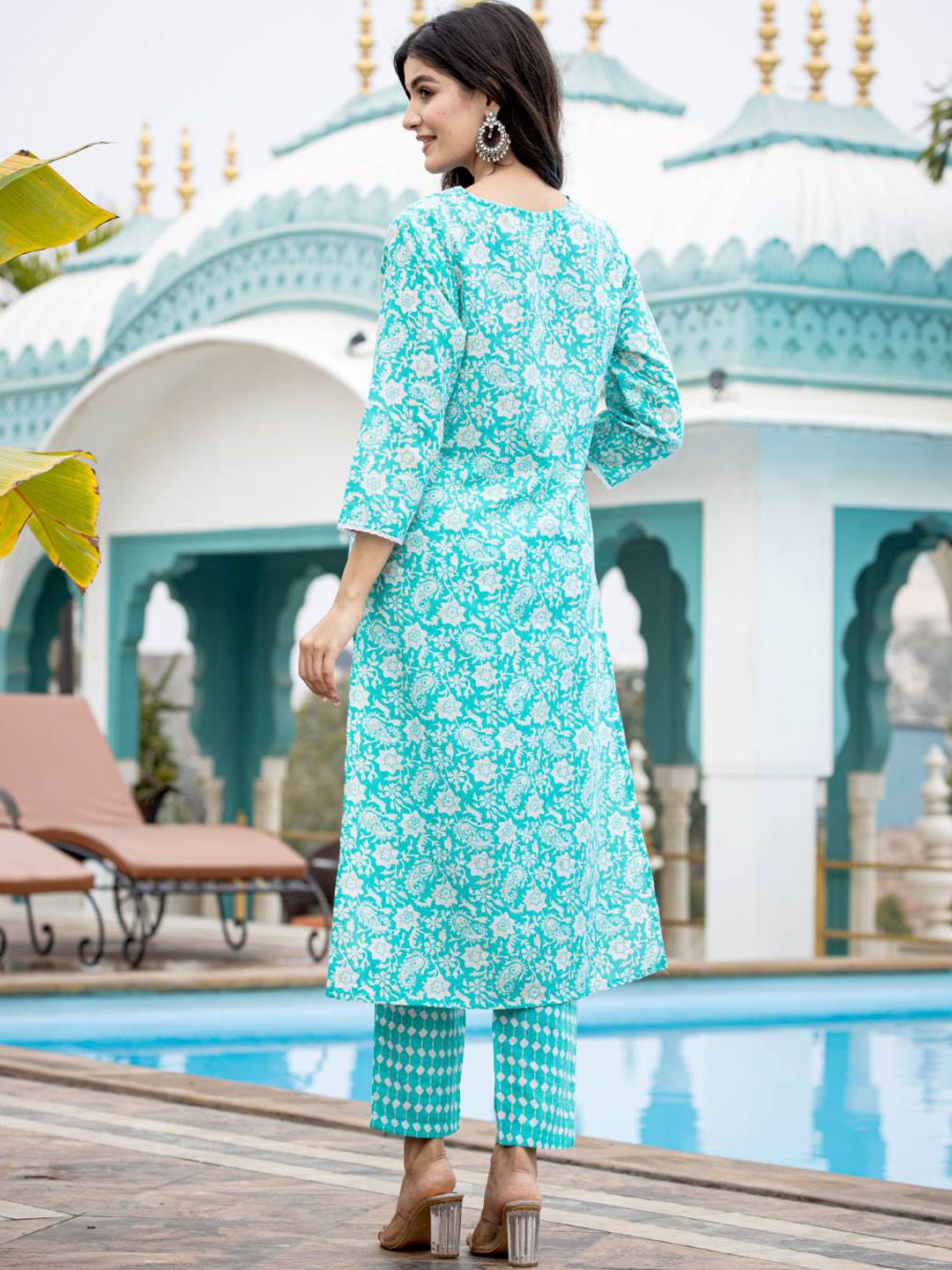 Dhiyona VA Women'sEthnic Motifs Printed Regular Mirror Work Kurta with Trouser & Dupatta