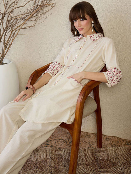Dhiyona IE Women Regular Embroidered Kurta with Palazzos