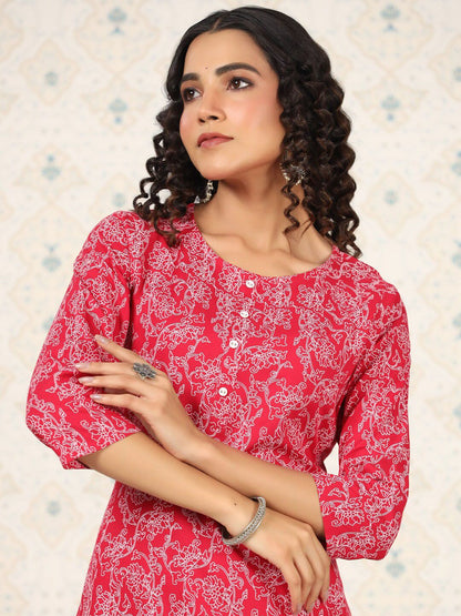 Dhiyona OD  Printed Round Neck Straight Kurta