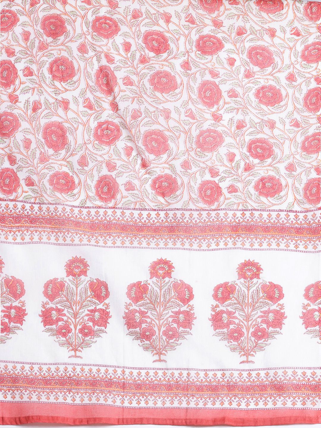 Ethnic Motifs Printed Pleated Sequinned Pure Cotton Kurta With Palazzos & Dupatta