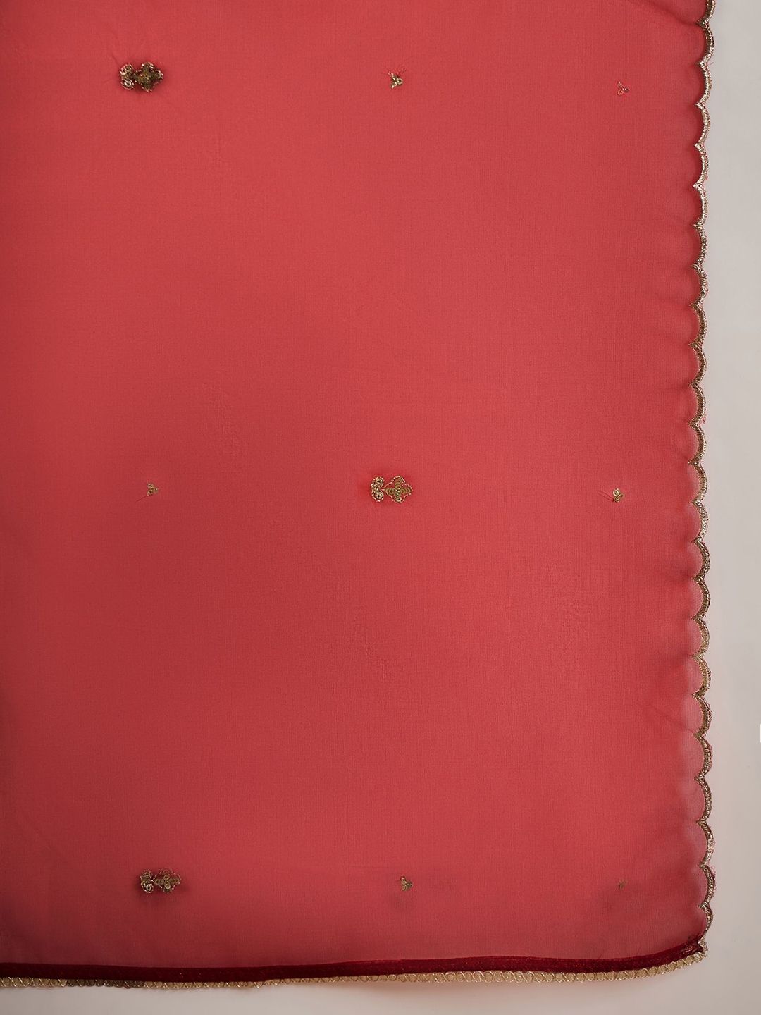 Floral Yoke Design Sequnnied Straight Kurta With Trousers & Dupatta