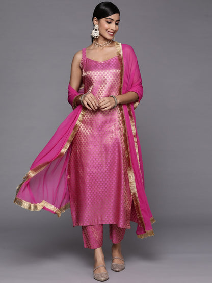 Dhiyona VA Women's Fuchsia Kurta with Trousers & With Dupatta