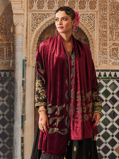 Dhiyona PA Women Paisley Velvet Shawl