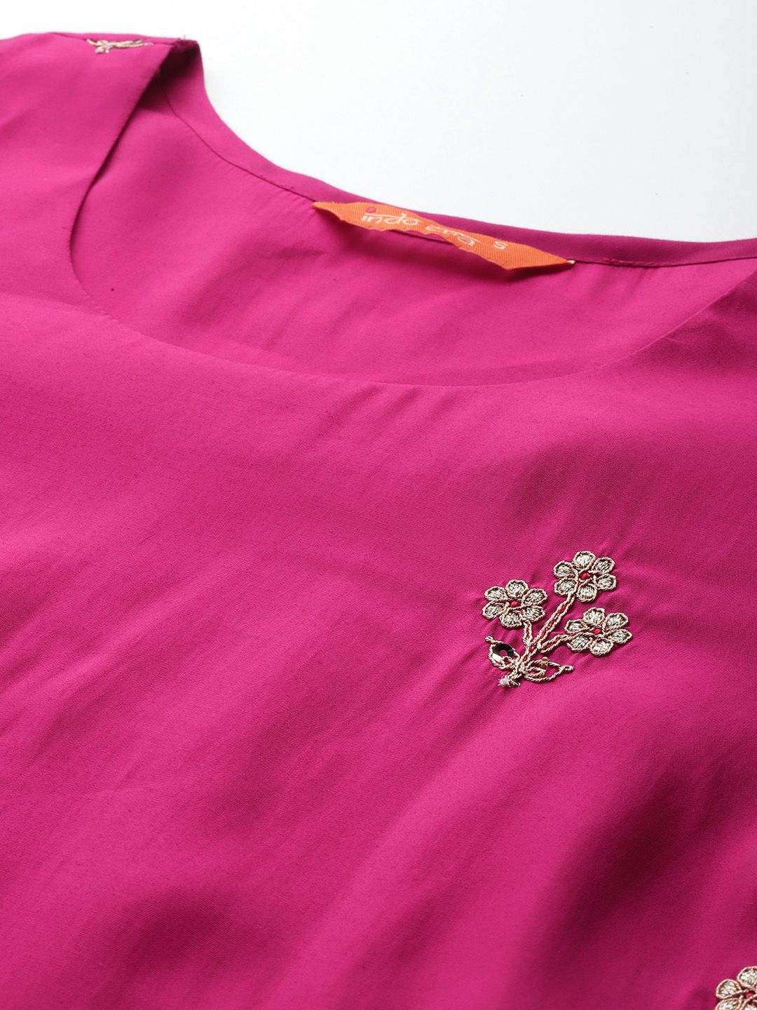 Floral Embroidered Sequinned Kurta With Trousers & Dupatta