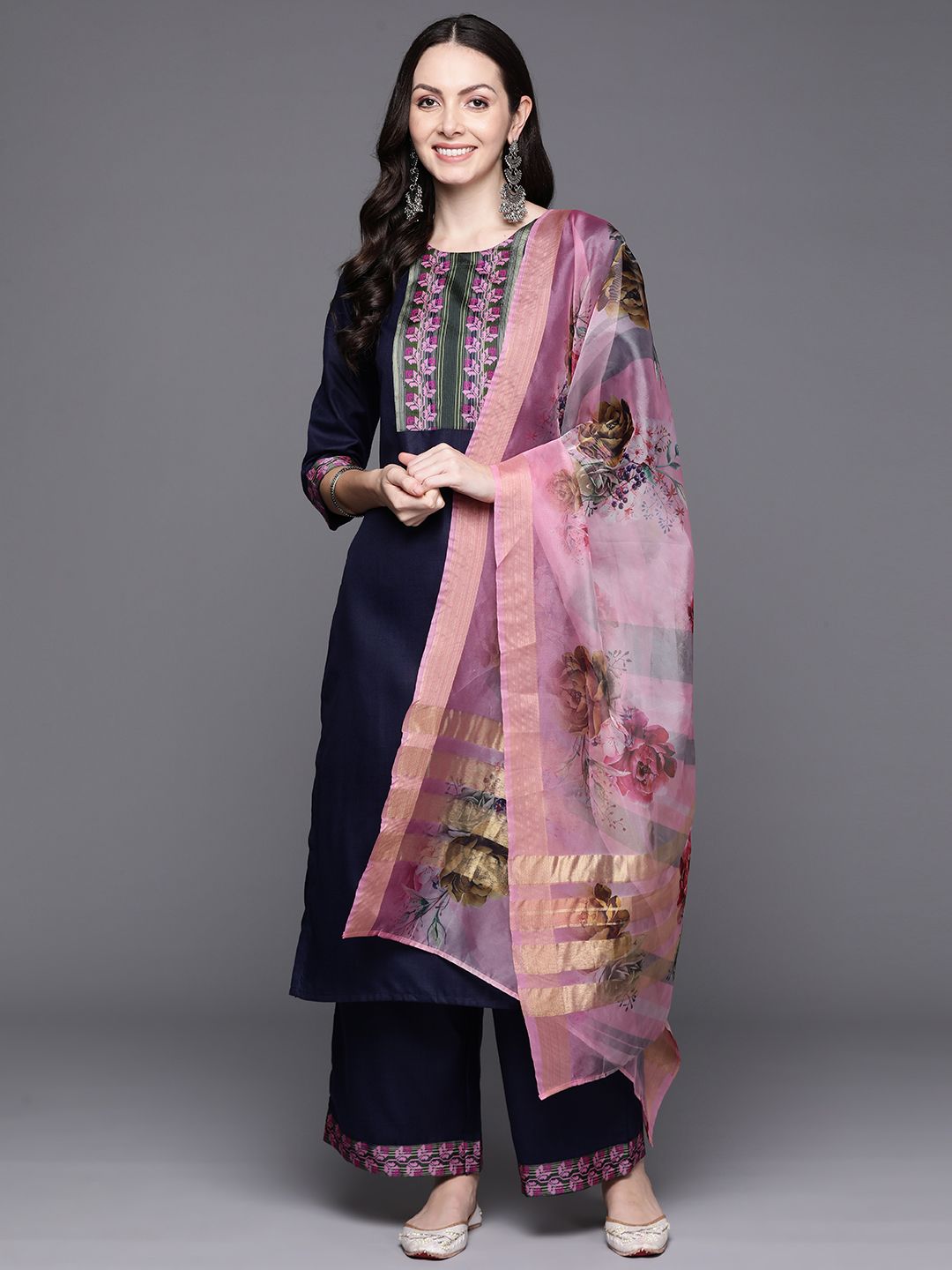 Women Yoke Design Kurta with Palazzos & Dupatta