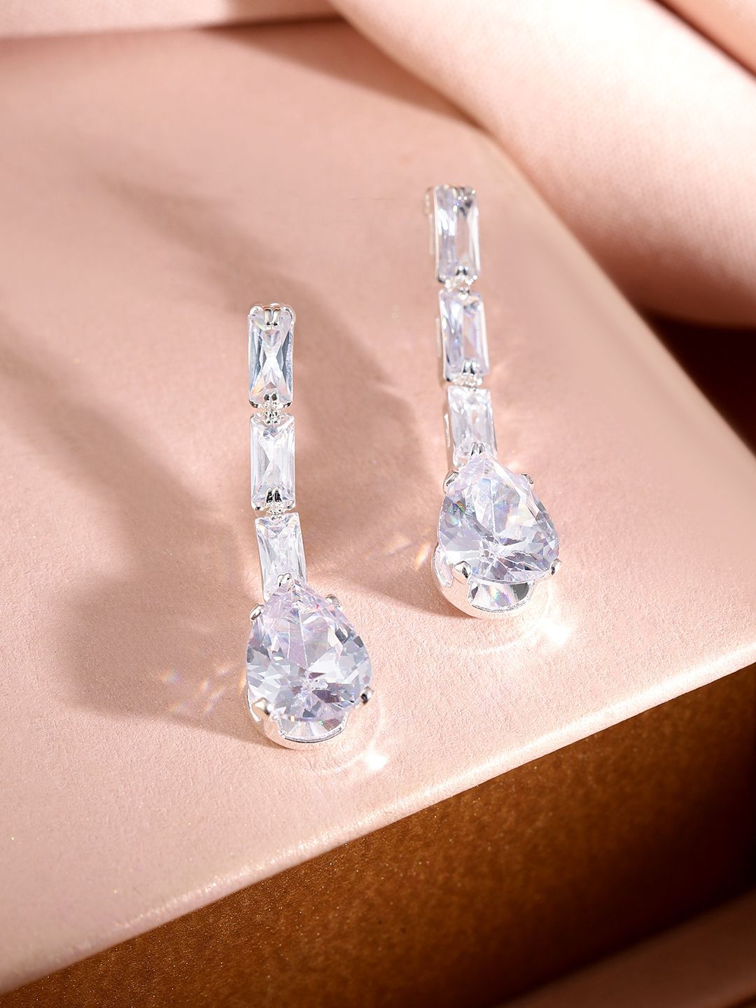 Dhiyona RJ Women's Rhodium Plated Crystal-Studded Layered Jewellery Set