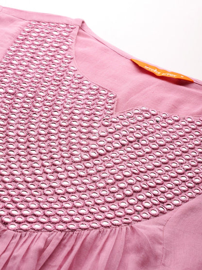 Dhiyona IE Embroidered Pure Cotton Kurta with Trousers & Dupatta