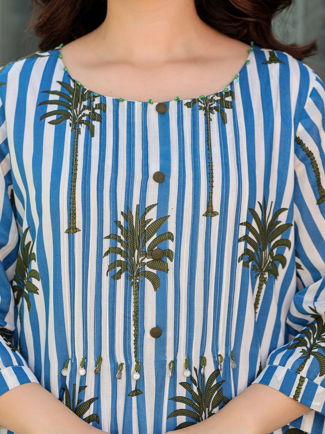 Floral Printed Round Neck Pure Cotton A-Line Kurta With Trousers