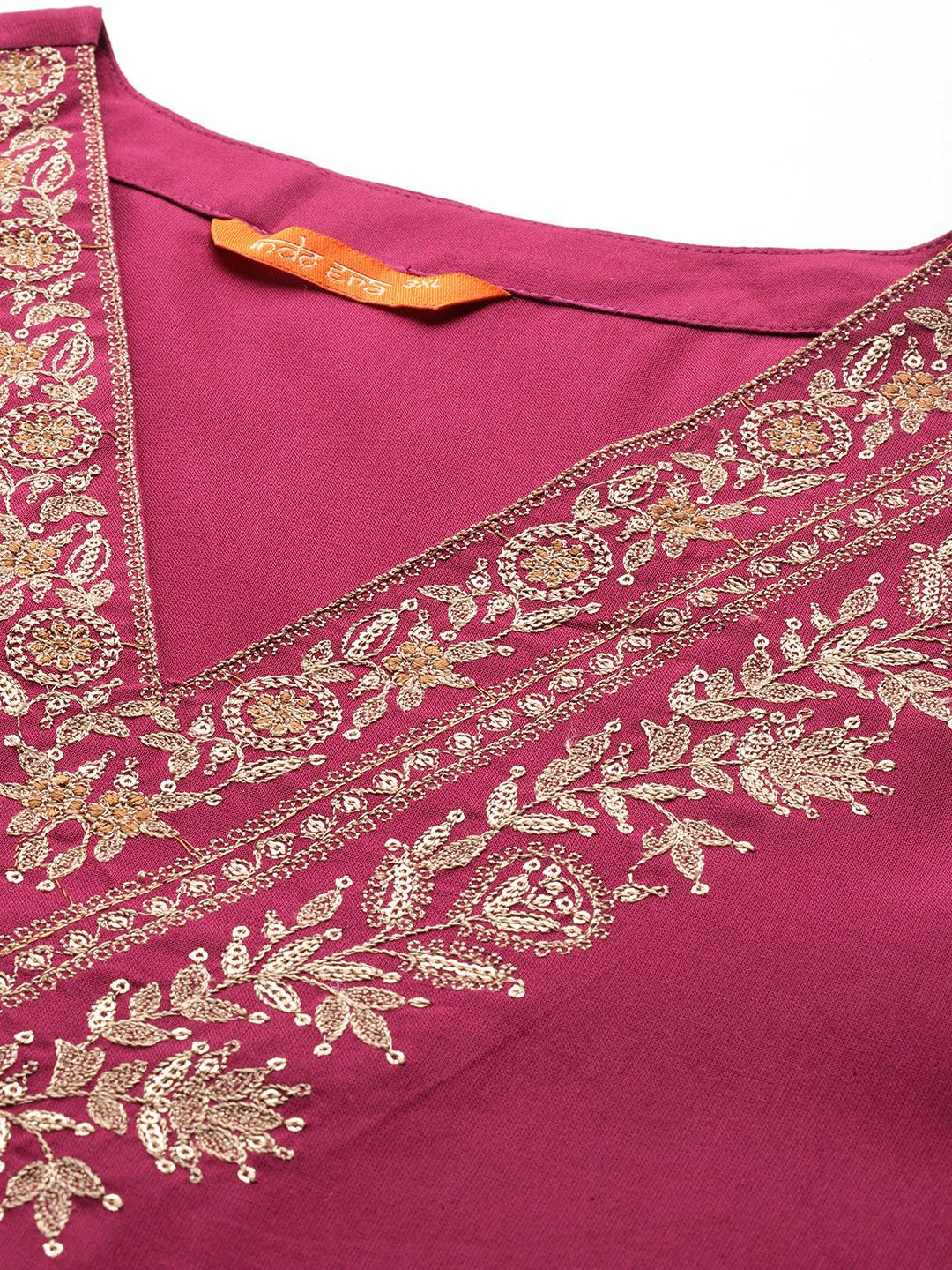 Plus Size Floral Zari Embroidered Kurta with Salwar & With Dupatta