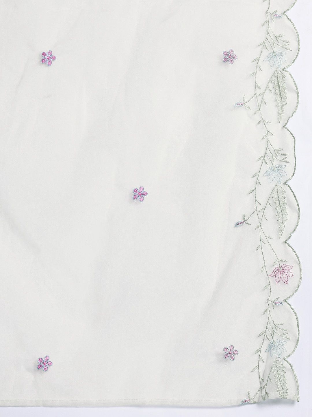 Floral Embroidered Thread Work Kurta with Trousers & With Dupatta