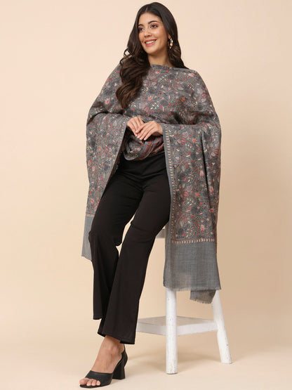 Dhiyona PA Women Floral Embroidered Pure Woollen Shawl