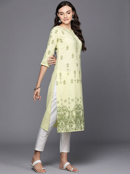 Dhiyona IE Ethnic Motifs Foil Printed Straight Kurta