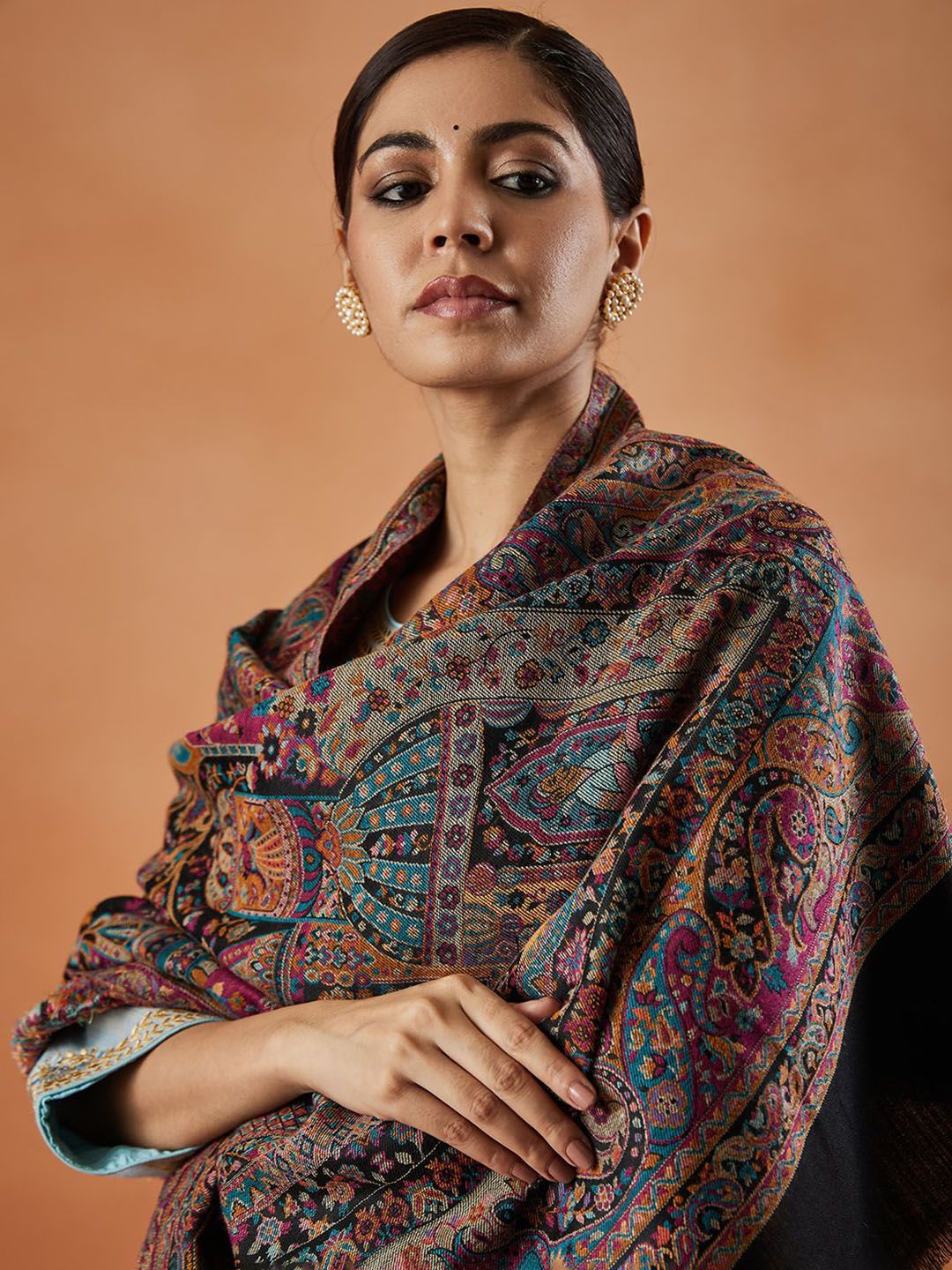 Dhiyona PA Floral Woven Design Fringed Shawl