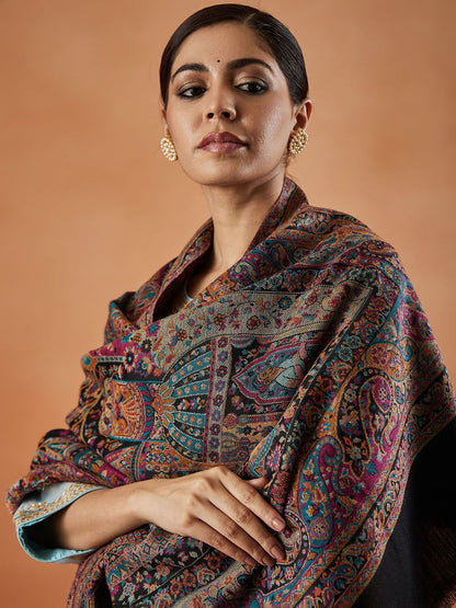 Dhiyona PA Floral Woven Design Fringed Shawl