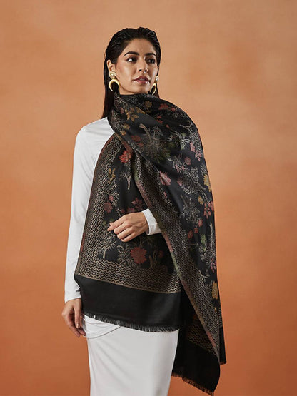 Dhiyona PA Floral Woven Design Fringed Shawl