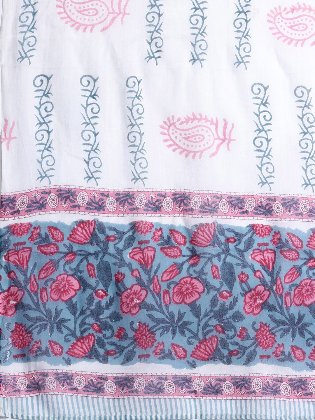 Floral Printed Pure Cotton Kurta with Trousers & With Dupatta