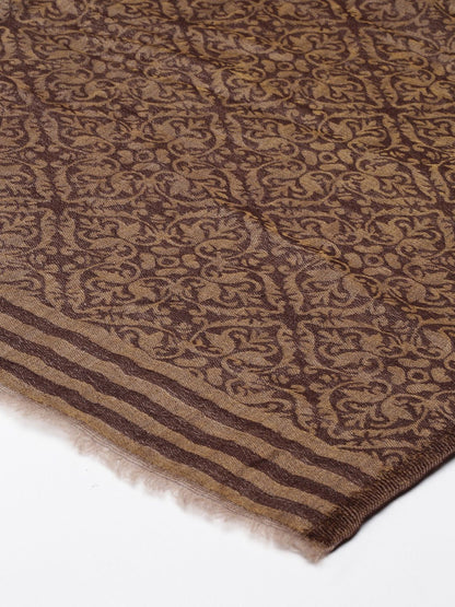 Dhiyona PA Women Brown Printed Wool Shawl