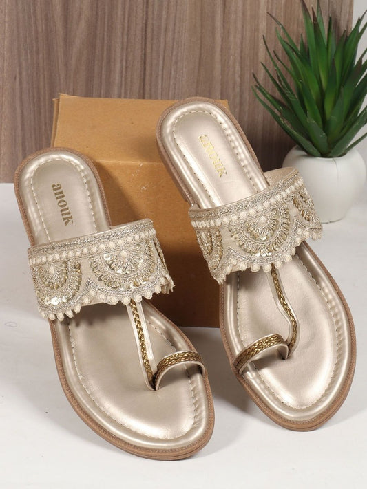 Dhiyona AK Women Open Toe Flats with Laser Cuts