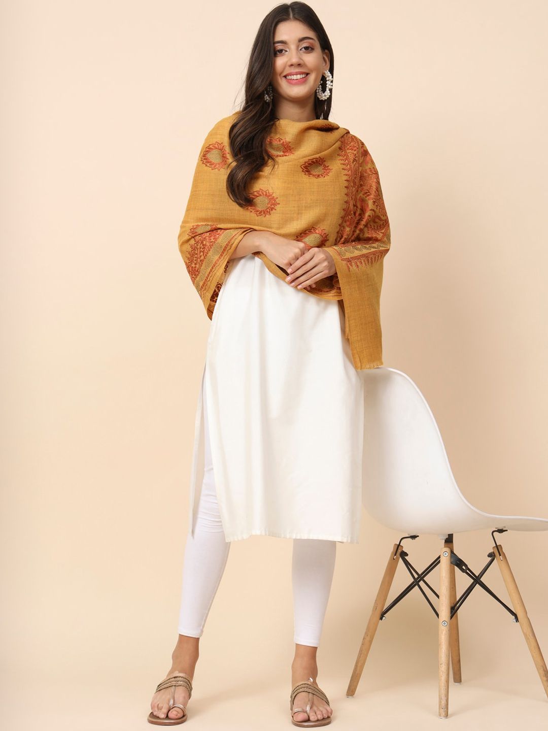 Dhiyona PA Paisley Embroidered Pure Wool Shawl