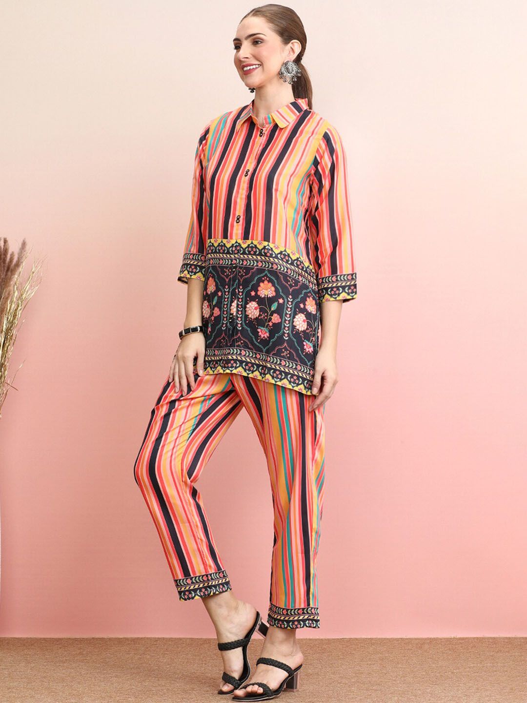 Dhiyona IE Striped Shirt With Trousers