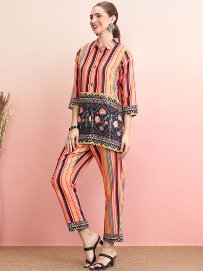 Dhiyona IE Striped Shirt With Trousers