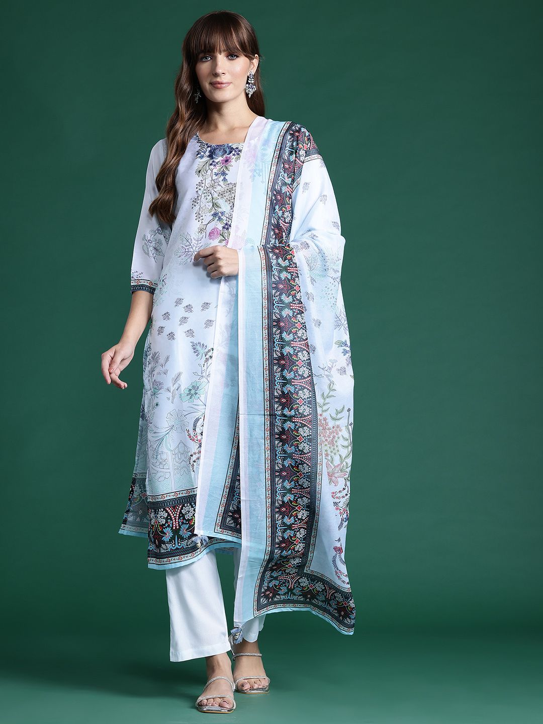 Dhiyona IE Ethnic Motifs Printed Kurta With Trousers & Dupatta