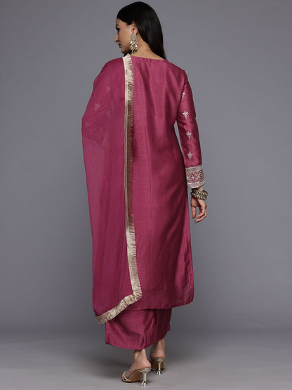 Dhiyona VA Women'sEthnic Motifs Embroidered Zari Kurta With Palazzos & Dupatta