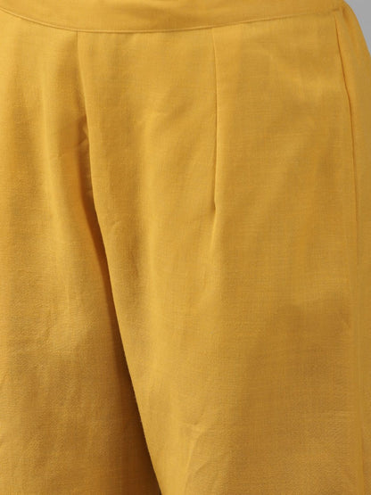Women Yellow Yoke Design Regular Kurta with Palazzos & Dupatta