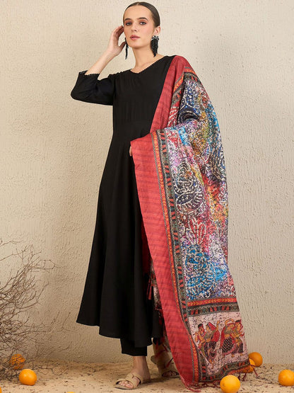Dhiyona IE A-Line Kurta With Trousers & Dupatta