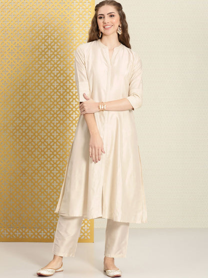 Dhiyona PD Women Women Ethnic Motifs Embroidered Thread Work Jashn Kurta with Trousers