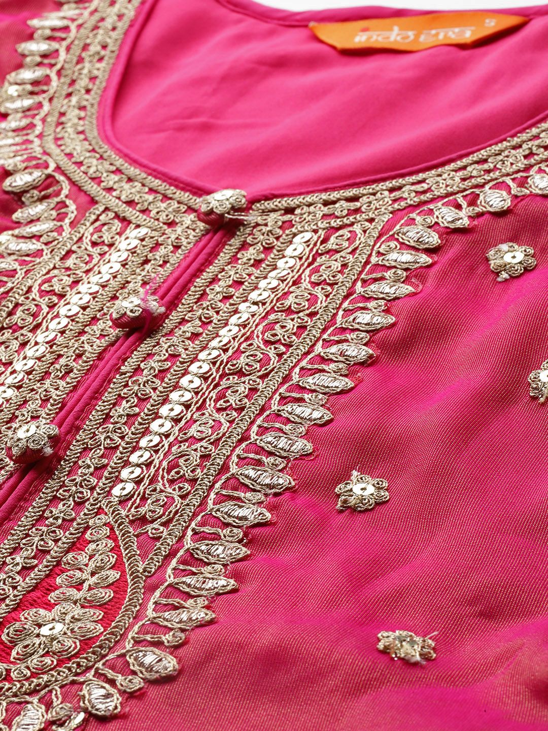 Ethnic Motifs Embroidered Regular Sequinned Kurta with Trousers & Dupatta