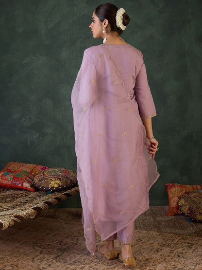 Women Ethnic Motifs Embroidered Kurta with Trousers & Dupatta