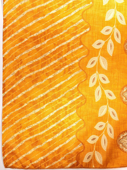 Dhiyona IE Leheriya Printed Regular Pure Cotton Kurta With Trousers & Dupatta