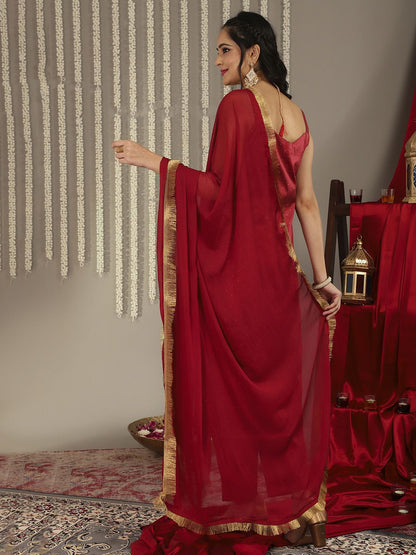 Dhiyona VA Women's Zari Kurta With Trousers & Dupatta