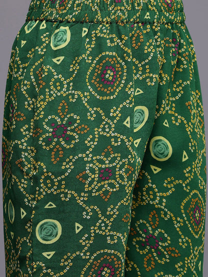 Dhiyona VA Women'sBandhani Printed Empire Gotta Patti Kurta With Trousers & Dupatta