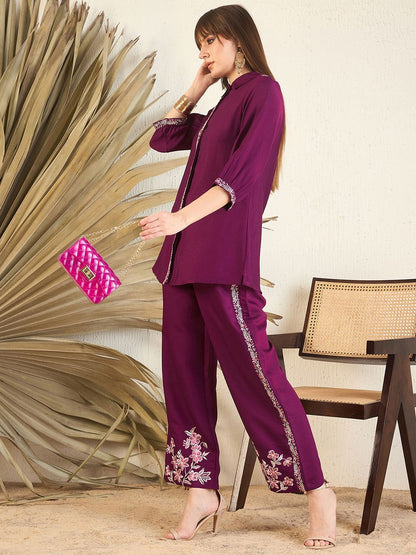 Dhiyona IE Embroidered Shirt & Trousers Co-Ord