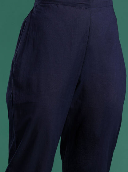 Dhiyona IE Printed Panelled Sequinned Pure Cotton Kurta With Trousers & Dupatta