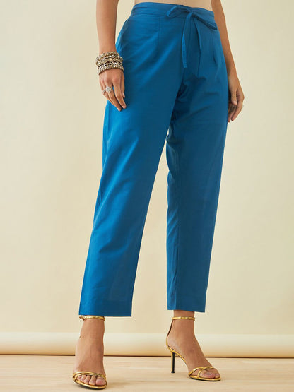 Dhiyona SO Women's Ethnic Motifs Printed Gotta Patti Chanderi Silk Kurta with Trousers & With Dupatta